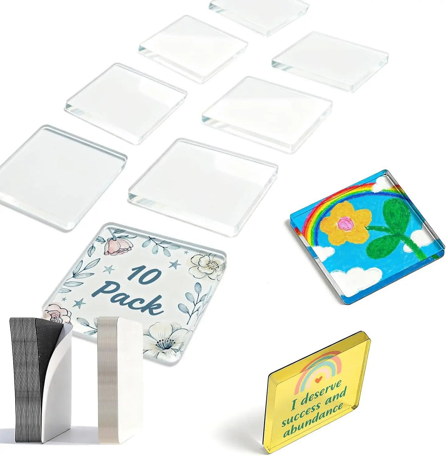 2" x 2" Clear Acrylic DIY Fridge Magnet Set with Adhesive Backing