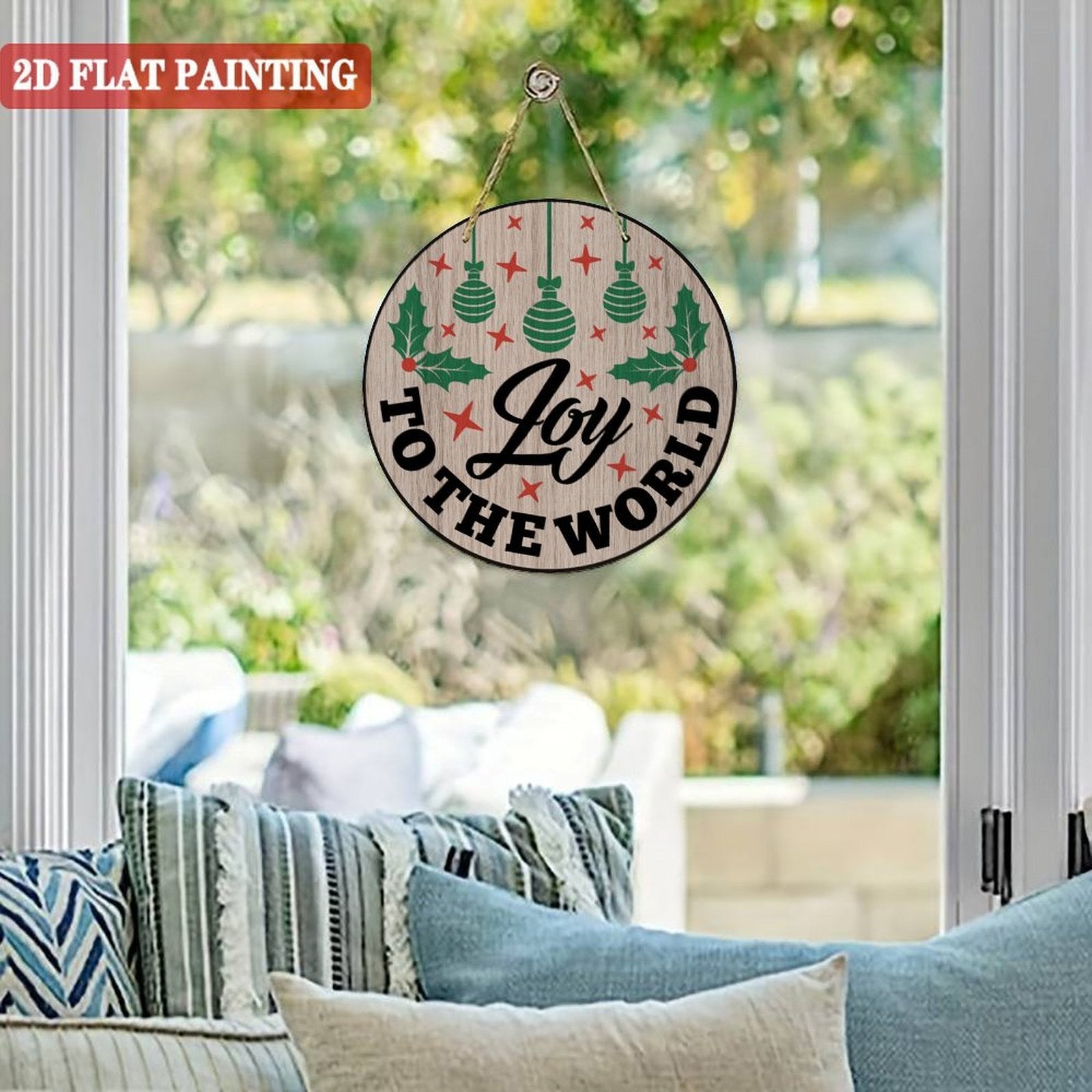 Joy To The World Round Wood Panel Painting 20*20CM