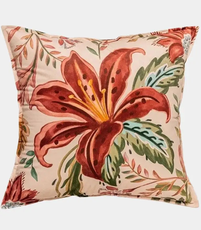 1057 Vintage Botanical Cushion Cover – Reversible Floral Print with Border Trim