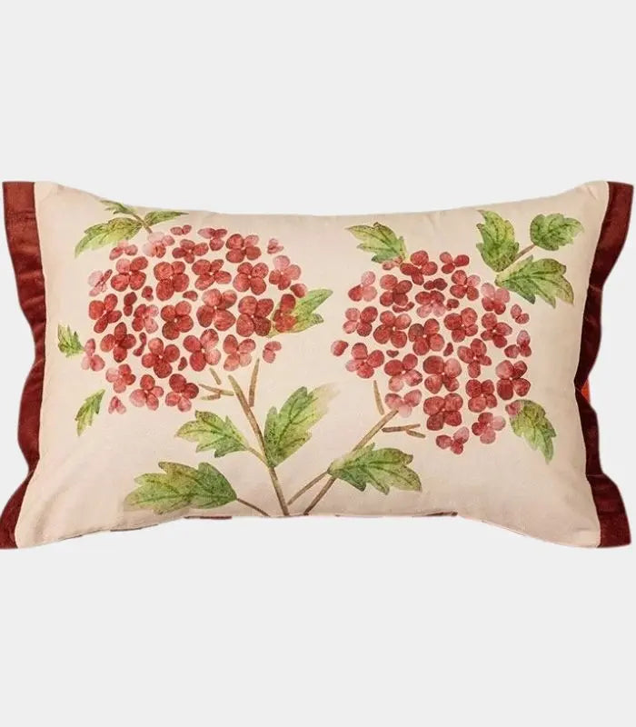 1057 Vintage Botanical Cushion Cover – Reversible Floral Print with Border Trim