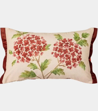 1057 Vintage Botanical Cushion Cover – Reversible Floral Print with Border Trim