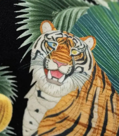 1080 Safari Scene Cushion Covers – Velvet with Whimsical Animal Designs Black Multicolour