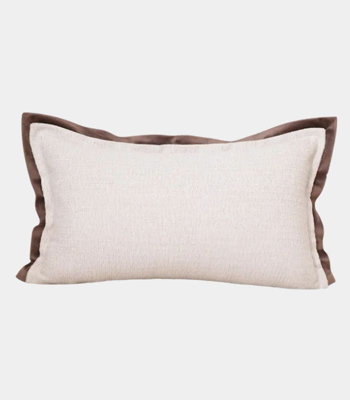 1028 Montauk Bordered Lumbar Cushion Cover - Cream & Taupe Textured Accent 30x50cm