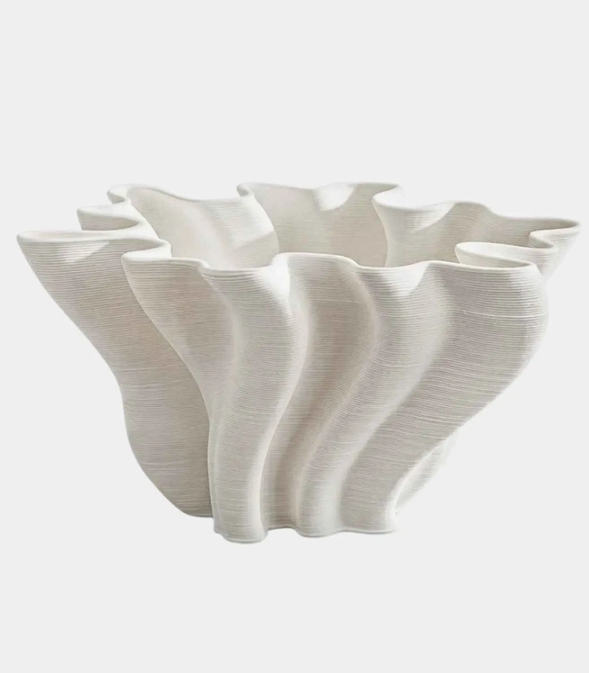 1230 Sylvie Vase – White Fluted Sculptural Bowl-Form Vessel 3D-Printed 24 cm / 9.4 in
