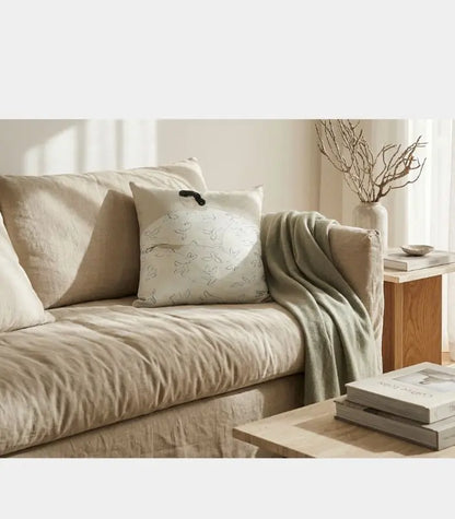 1032 Art-Inspired Cushion Cover – Abstract Figure with Leaf Pattern