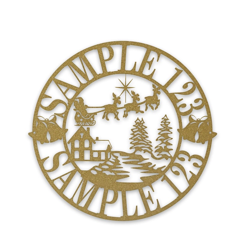 Holidays Christmas Santa in the Sky Circle Personalized Metal Signs