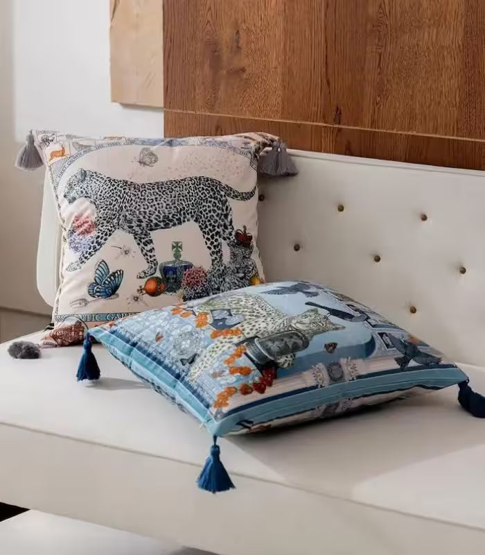 1055 Enchanted Garden Leopard Cushion Cover | Artisan Velvet Decorative Pillow