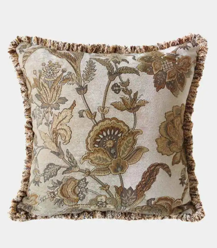 1011 Vintage Style Floral Chenille Cushion Cover 45 x 45 cm
