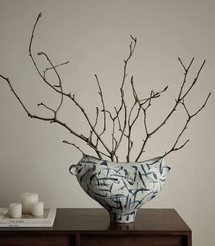 1217 Ondine Hand-Painted Ceramic Vase | Abstract Sculptural Art Vessel