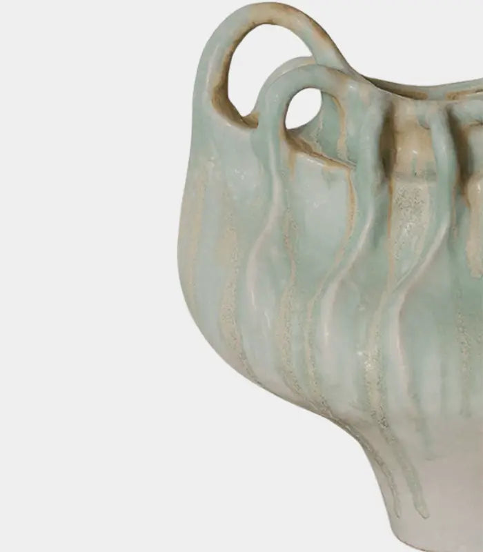 1214 Marielle Hand-Painted Ceramic Vase | Sculptural Multi-Handle Art Vessel 33 cm / 13 in
