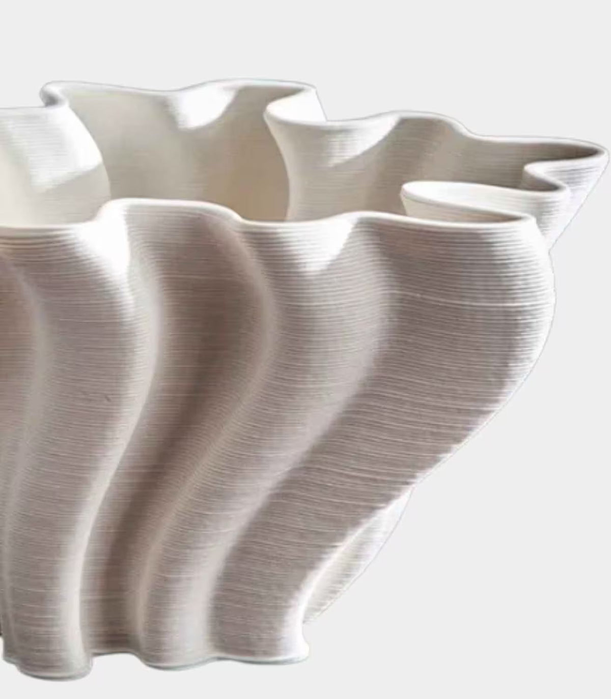 1230 Sylvie Vase – White Fluted Sculptural Bowl-Form Vessel 3D-Printed 24 cm / 9.4 in