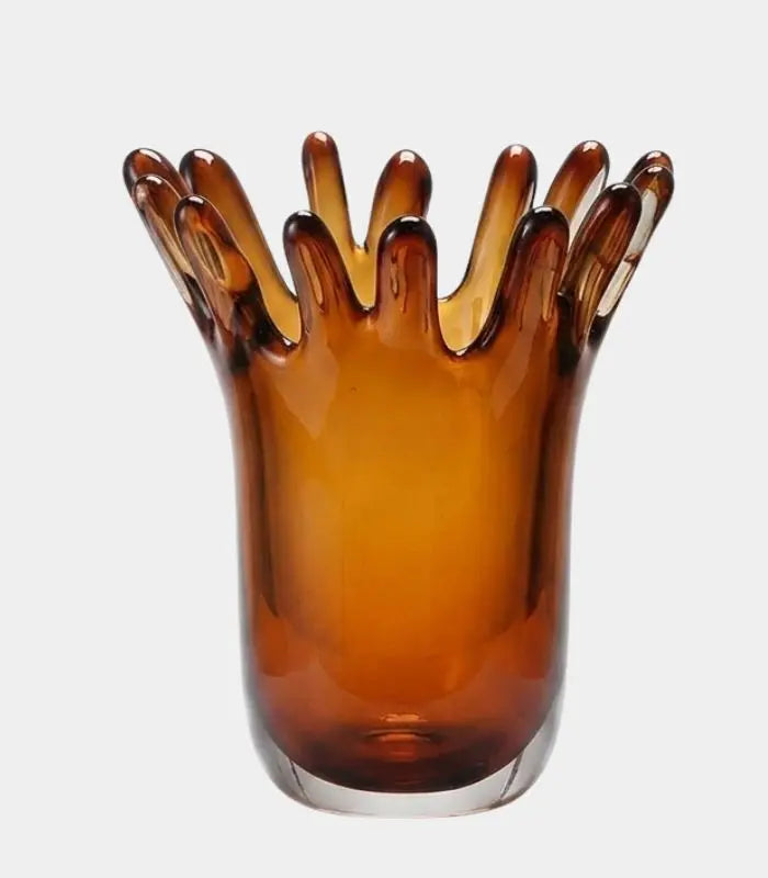 1203 Valentina Handcrafted Glass Vase – Sculptural Crown Form in Amber 22 cm (8.66 in)