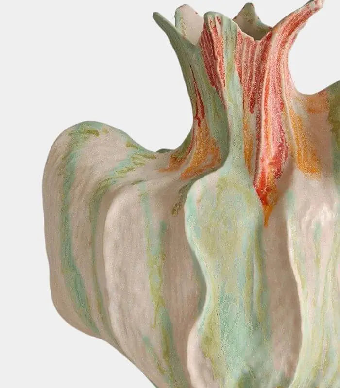 1228 Calista Sculptural Ceramic Vase – Artisan Hand-Painted Botanical Form 34 cm (13.39 in)