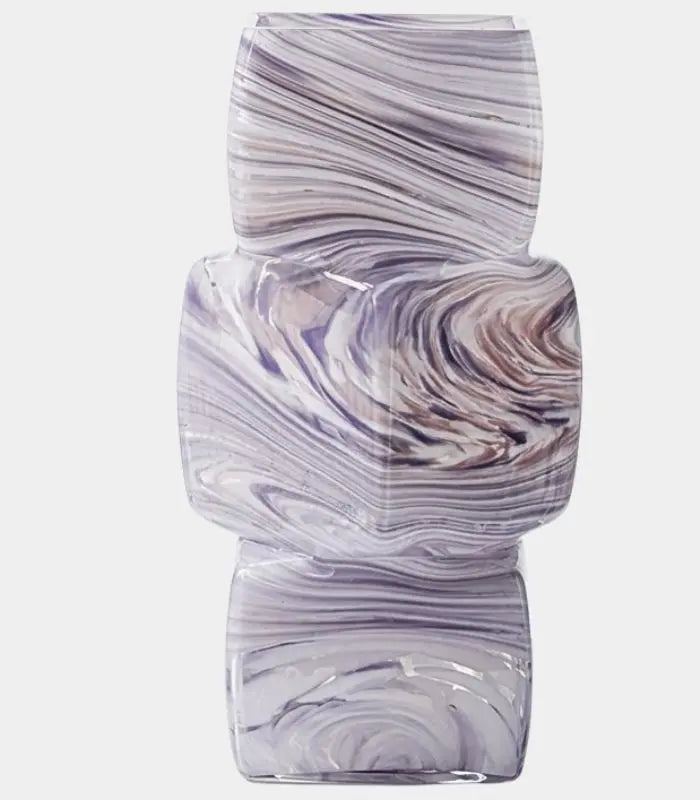 1202 Marbella Handcrafted Glass Vase | Sculptural Stacked Marbled Vessel 30 cm / 11.8 in