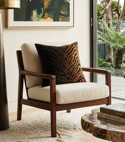 1049 Tiger Stripe Jacquard Cushion Cover — Black & Bronze Woven Textile 45 cm (18 in)