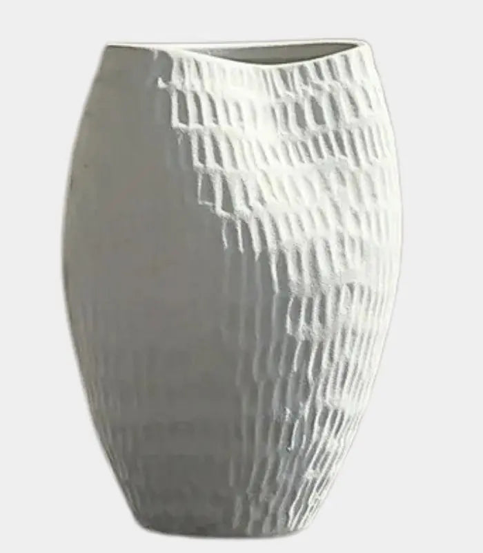 1206 Ripple Ceramic Vase – Textured Sculptural Design White