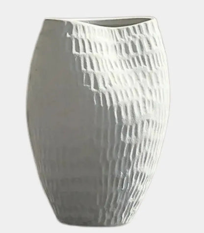 1206 Ripple Ceramic Vase – Textured Sculptural Design White