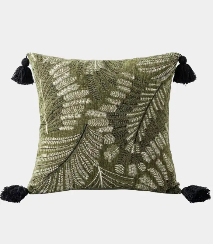 1047 Fern Leaf Cushion Cover – Jacquard Texture Design Green