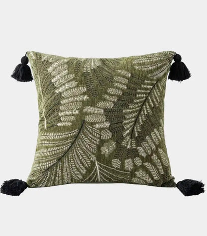 1047 Fern Leaf Cushion Cover – Jacquard Texture Design Green