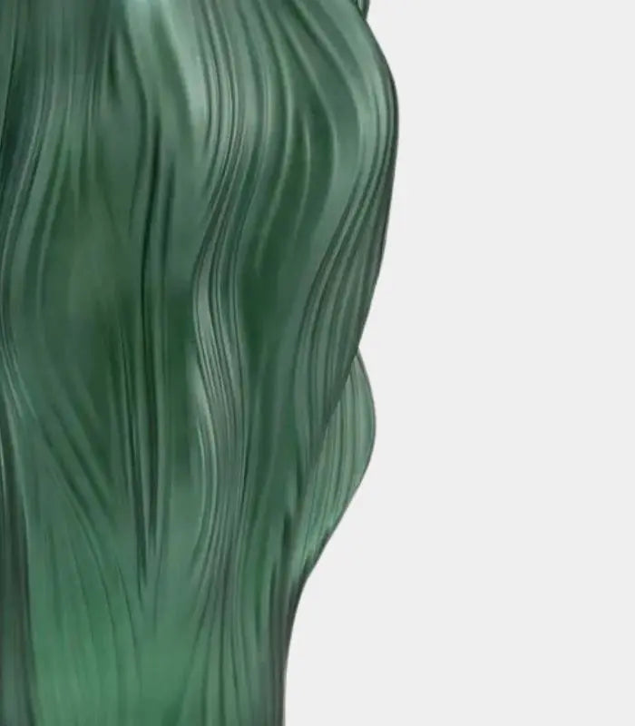 1216 Sylvane Sculptural Glass Vase | Frosted Green Ribbed Decorative Vessel 30 cm / 11.8 in