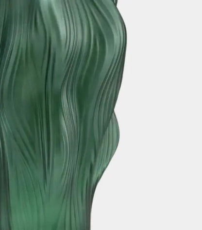 1216 Sylvane Sculptural Glass Vase | Frosted Green Ribbed Decorative Vessel 30 cm / 11.8 in