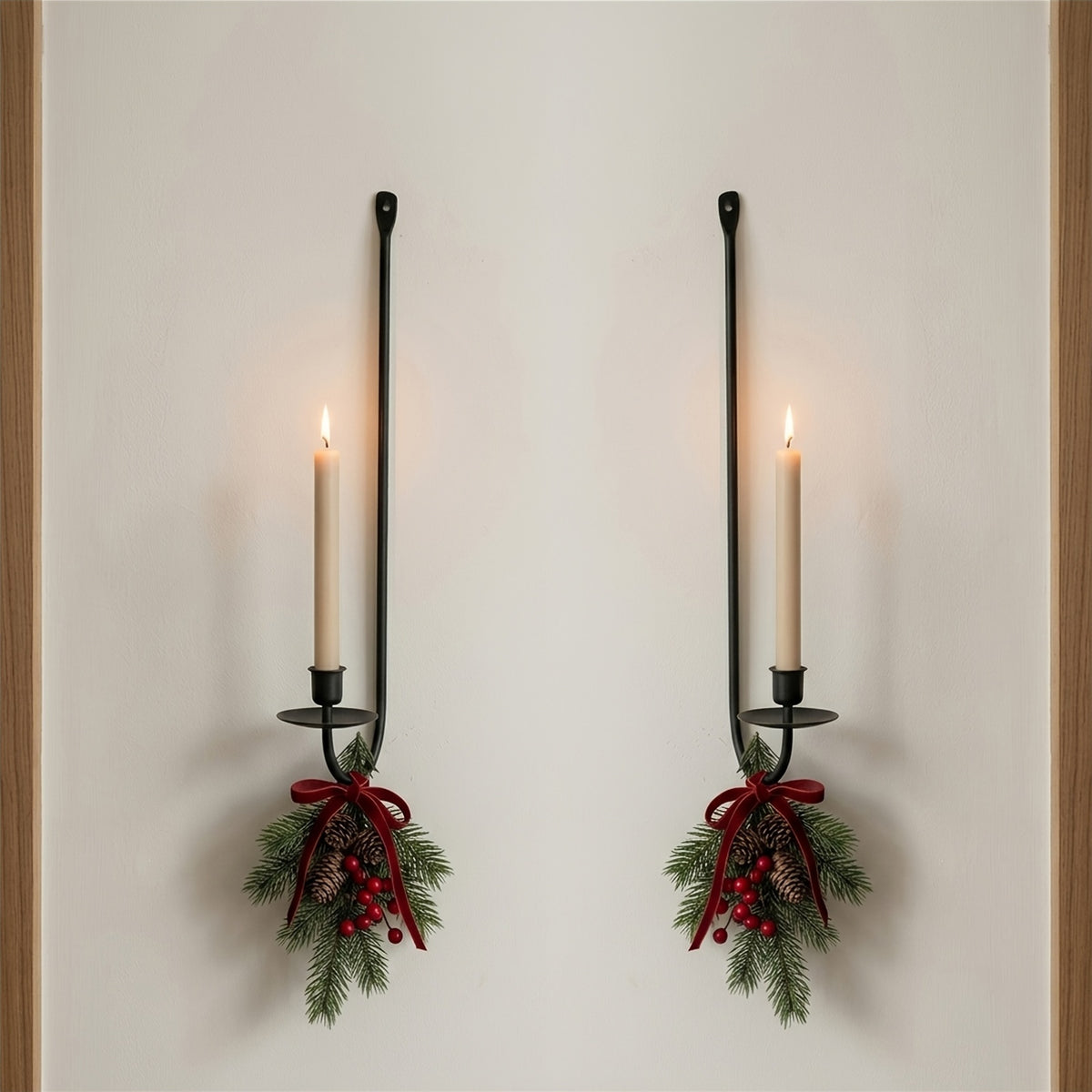 Black Wall Candle Sconces, Set of 2