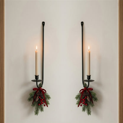 Black Wall Candle Sconces, Set of 2