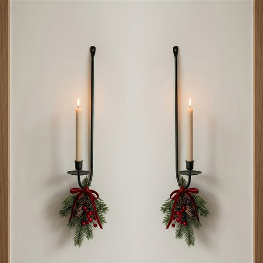 Black Wall Candle Sconces, Set of 2