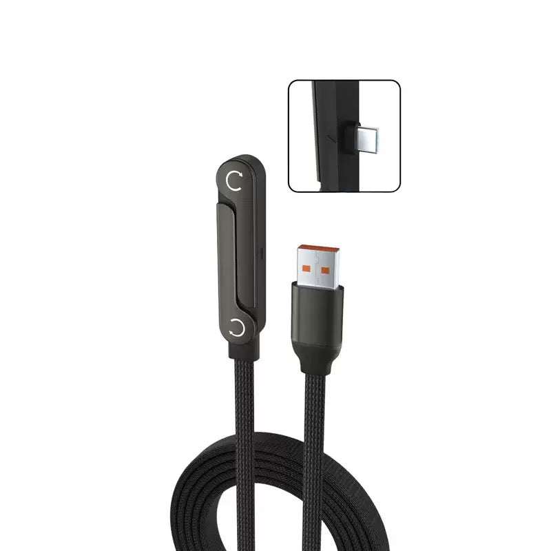 2-in-1 Fast Charging Cable with Hidden Phone Stand, Up to 240W Fast Charging, Foldable Adjustable Stand for Gaming, Office & Travel
