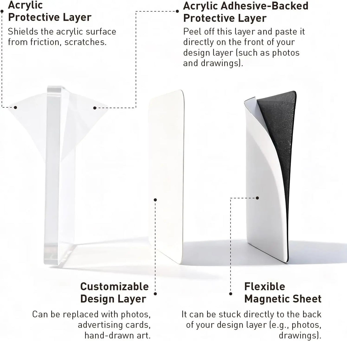 2" x 2" Clear Acrylic DIY Fridge Magnet Set with Adhesive Backing