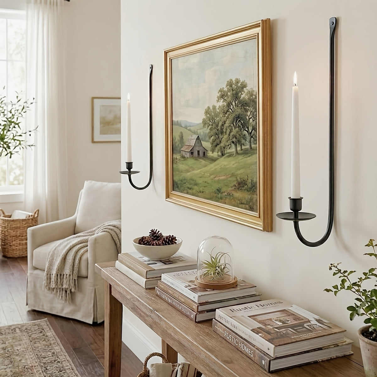 Black Wall Candle Sconces, Set of 2