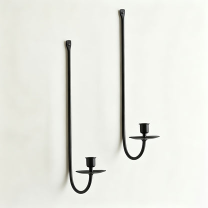 Black Wall Candle Sconces, Set of 2