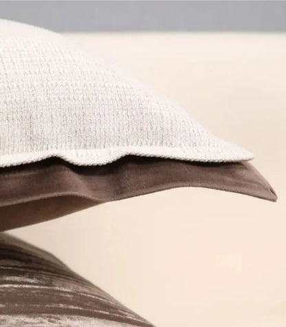 1028 Montauk Bordered Lumbar Cushion Cover - Cream & Taupe Textured Accent 30x50cm