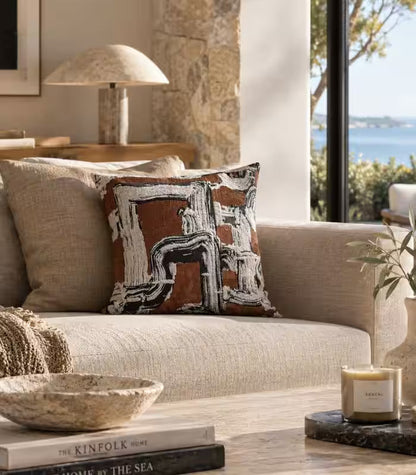 1001 Calder Woven Jacquard Cushion Cover | Abstract Terracotta Throw Pillow 45x45 cm (18 in)