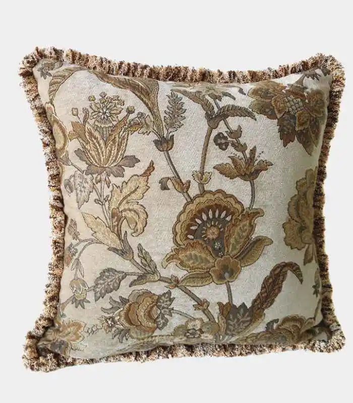 1011 Vintage Style Floral Chenille Cushion Cover 45 x 45 cm