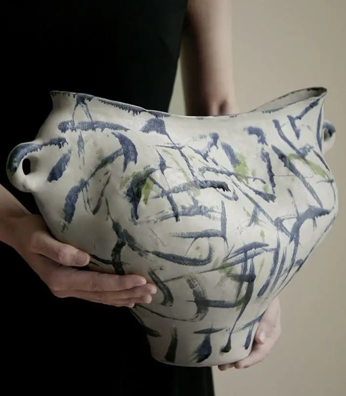 1217 Ondine Hand-Painted Ceramic Vase | Abstract Sculptural Art Vessel
