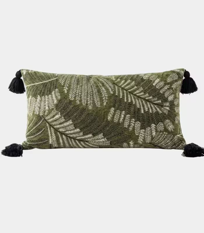 1047 Fern Leaf Cushion Cover – Jacquard Texture Design Green