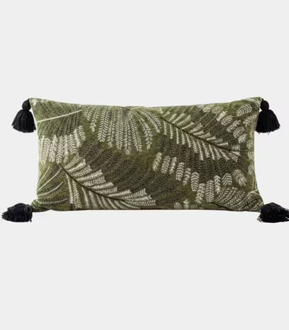 1047 Fern Leaf Cushion Cover – Jacquard Texture Design Green