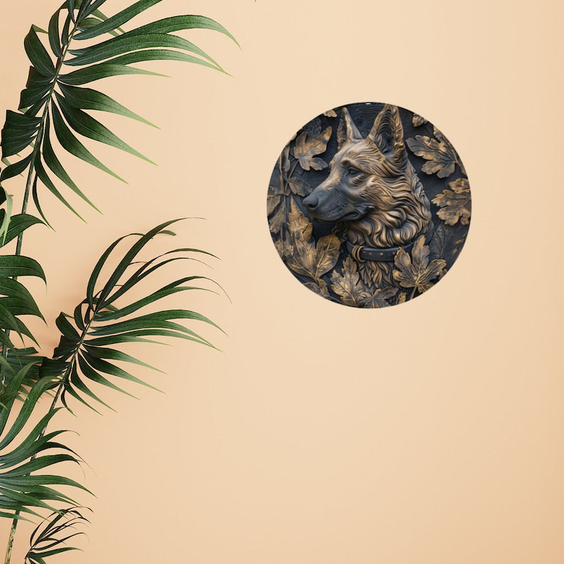 German Shepherd Wreath Sign: Aluminum Dog Breed Decor