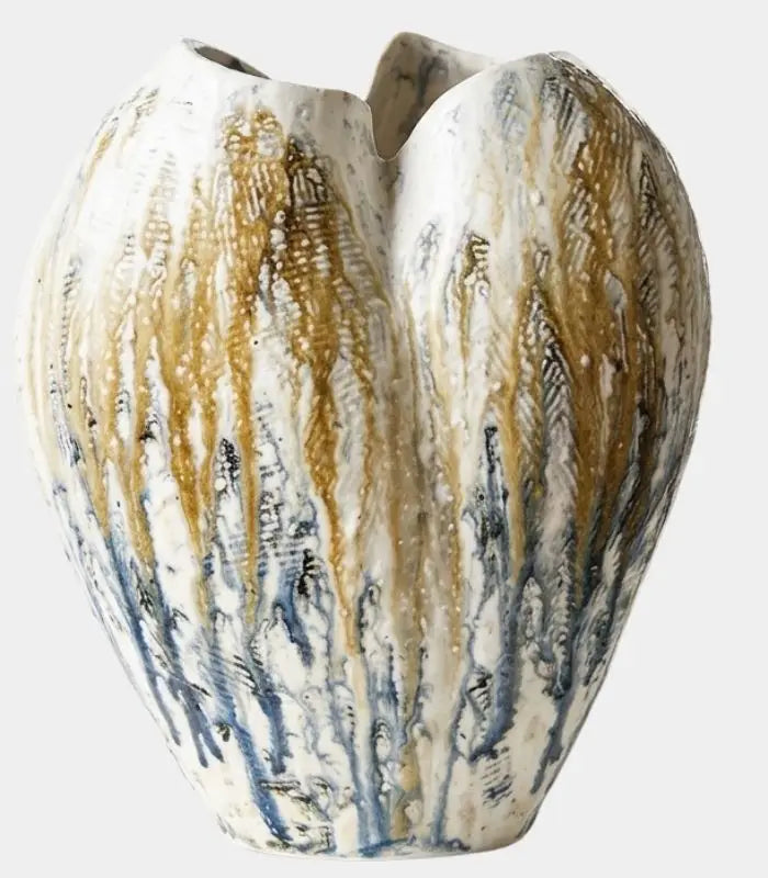 1235 Winslow Handcrafted Ceramic Vase – Hand-Painted Earth-Tone Sculptural Vessel
