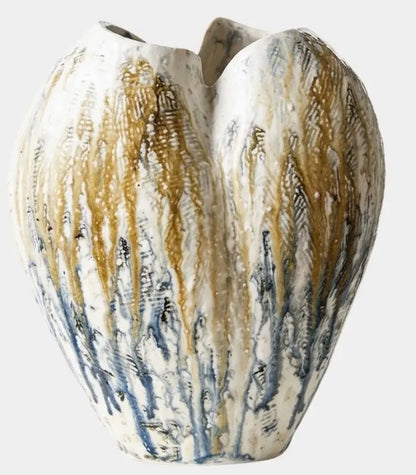 1235 Winslow Handcrafted Ceramic Vase – Hand-Painted Earth-Tone Sculptural Vessel