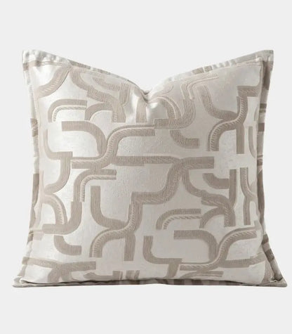 1040 Meander Jacquard Cushion Cover Decorative Pillow Case Taupe & Ivory