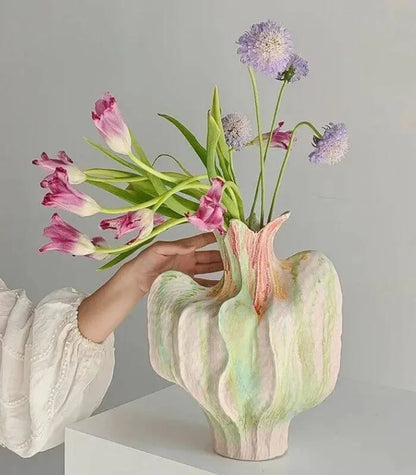 1228 Calista Sculptural Ceramic Vase – Artisan Hand-Painted Botanical Form 34 cm (13.39 in)