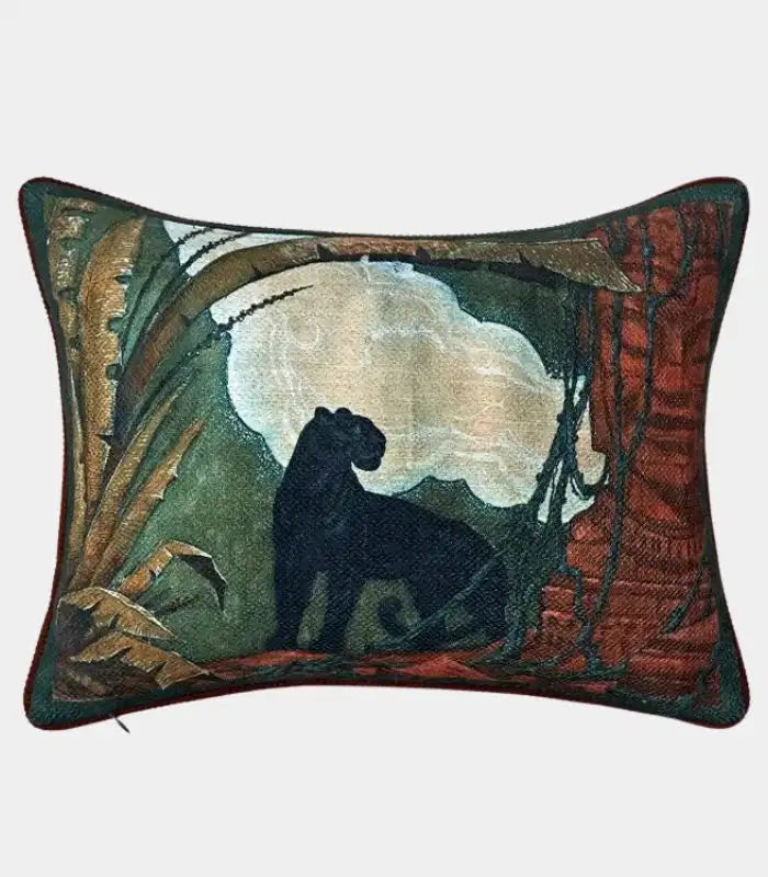 1063 Panthera Jacquard Cushion Cover – Decorative Panther Print Pillow Case for Sofa 45 cm x 35 cm