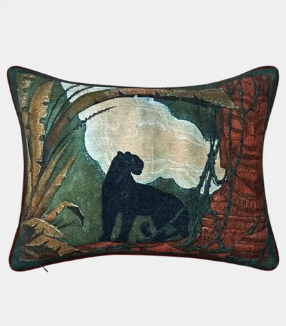 1063 Panthera Jacquard Cushion Cover – Decorative Panther Print Pillow Case for Sofa 45 cm x 35 cm
