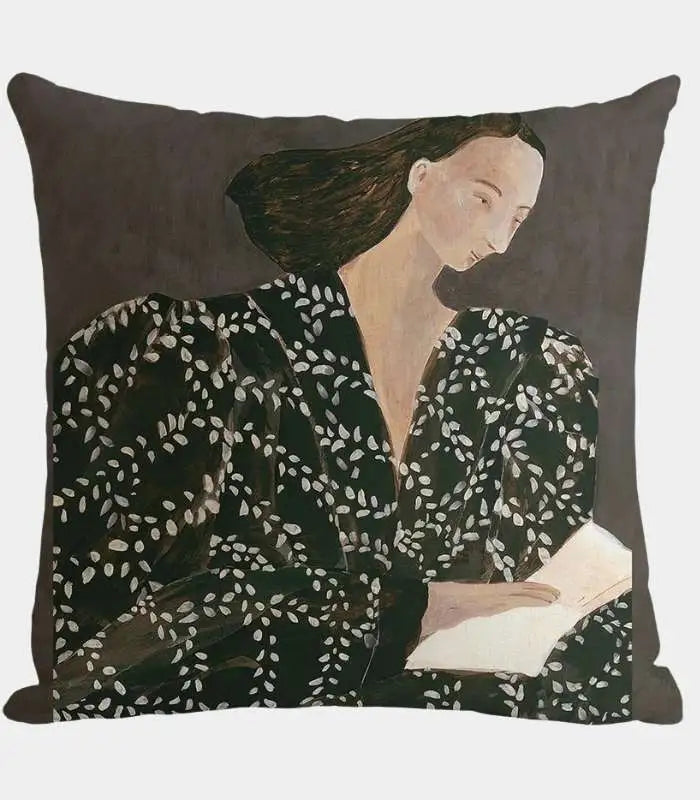 1031 Portrait Print Cushion Cover – Contemporary Botanical Design 45x45 cm