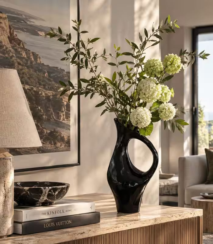 1232 Forma Black Ceramic Tabletop Vase 35 cm