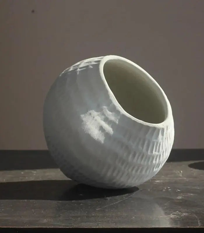 1206 Ripple Ceramic Vase – Textured Sculptural Design White