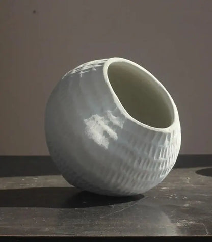 1206 Ripple Ceramic Vase – Textured Sculptural Design White