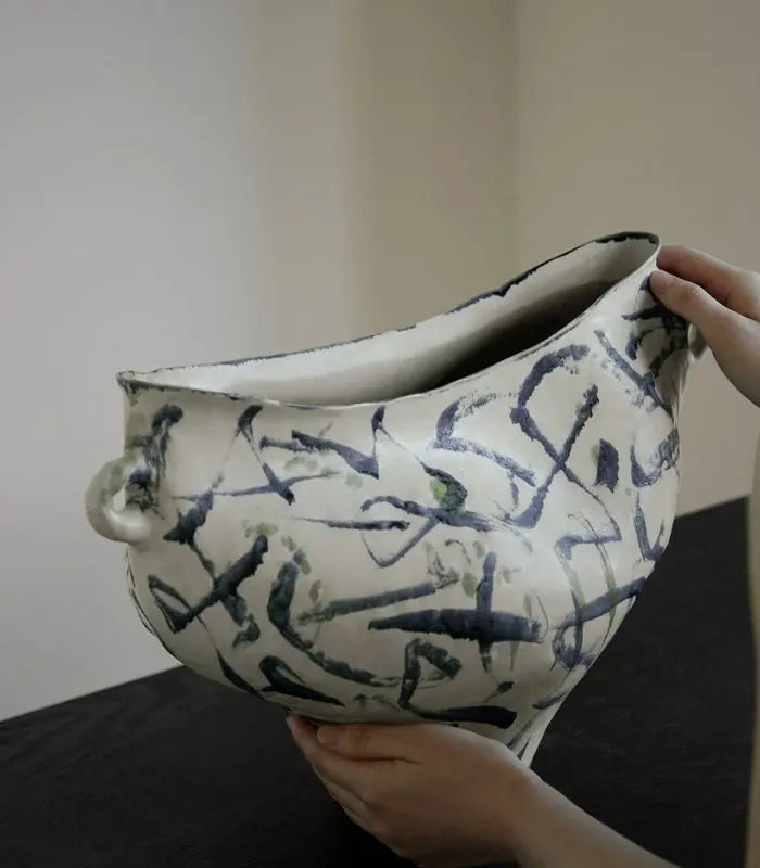 1217 Ondine Hand-Painted Ceramic Vase | Abstract Sculptural Art Vessel